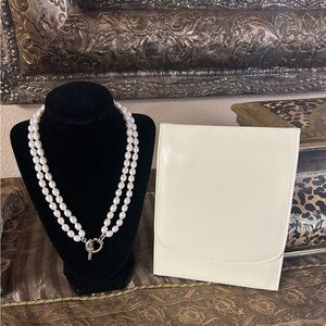 Slane & Slane Double Strand Pearl Necklace w/Sterling silver toggle clasp, 20”